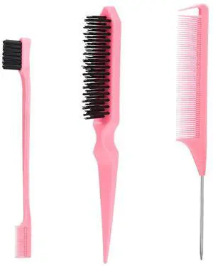 3 Pcs Slick Back Hair Brush, Rat Tail Comb, Edge | Bristle Brush, Hair Accessories for Girls, Kids, Toddlers Sleek Ponytail/Bun, Edge Control and Smoothing Baby Hair & Flyaways 3 Pcs Slick Back Hair Brush, Rat Tail Comb, Edge | Bristle Brush, Hair Accessories for Girls, Kids, Toddlers Sleek Ponytail/Bun, Edge Control and Smoothing Baby Hair & Flyaways