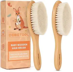 2-Pack Baby Hair Brush with Soft Bristles - Natural Wooden Baby Brush for Newborns & Infants Gentle Scalp, Perfect Baby Registry & Shower Gift 2-Pack Baby Hair Brush with Soft Bristles - Natural Wooden Baby Brush for Newborns & Infants Gentle Scalp, Perfect Baby Registry & Shower Gift