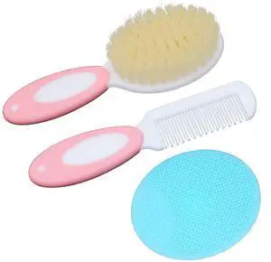 Baby Hair Brush &Silicone Baby Cradle Cap Brush Set, for Newborns & Toddlers-Natural Soft Goat Bristles-Ideal for Cradle Cap-Perfect Baby Registry Gift (Pink) Baby Hair Brush &Silicone Baby Cradle Cap Brush Set, for Newborns & Toddlers-Natural Soft Goat Bristles-Ideal for Cradle Cap-Perfect Baby Registry Gift (Pink)
