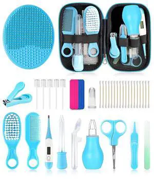 Baby Grooming and Healthcare Kit, Portable Baby Safety Care Set with Hair Brush Comb Nail Clipper Nasal Aspirator for Nursery Newborn Infant Girl Boy (25 in 1 Blue) Baby Grooming and Healthcare Kit, Portable Baby Safety Care Set with Hair Brush Comb Nail Clipper Nasal Aspirator for Nursery Newborn Infant Girl Boy (25 in 1 Blue)
