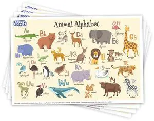 40 Pack Waterproof Disposable Placemats for Baby, Place mats for Kids, Toddler - Kids Placemats for Dining Table Tyke, Restaurants, and Travel (Animal Alphabet Theme) 40 Pack Waterproof Disposable Placemats for Baby, Place mats for Kids, Toddler - Kids Placemats for Dining Table Tyke, Restaurants, and Travel (Animal Alphabet Theme)