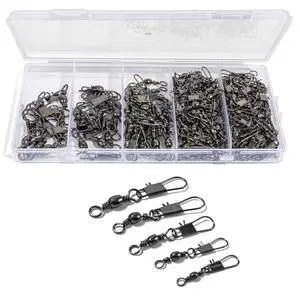 100Pcs Fishing Swivels, 5 Sizes Barrel Snap Swivel Fishing Tackle for Quick Linking of Lures and Lines 100Pcs Fishing Swivels, 5 Sizes Barrel Snap Swivel Fishing Tackle for Quick Linking of Lures and Lines