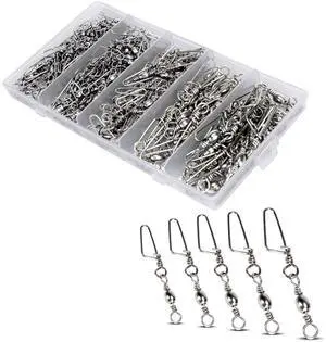 150PCS Fishing Swivels Snaps Kit, Ball Bearing Barrel Swivels Fishing Tackle 2# 4# 6# 8# 10#, Quick Change Snap Swivels Fishing Tackle, Saltwater Freshwater Fishing Accessories Gift 150PCS Fishing Swivels Snaps Kit, Ball Bearing Barrel Swivels Fishing Tackle 2# 4# 6# 8# 10#, Quick Change Snap Swivels Fishing Tackle, Saltwater Freshwater Fishing Accessories Gift