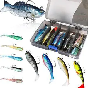 Fishing Lures, Trout Pike Walleye Bass Fishing Jig Heads, Pre-Rigged Soft Swimbaits with Ultra-Sharp Hooks, Bass Lures with Paddle Tail, Fishing Bait for Saltwater & Freshwater Fishing Lures, Trout Pike Walleye Bass Fishing Jig Heads, Pre-Rigged Soft Swimbaits with Ultra-Sharp Hooks, Bass Lures with Paddle Tail, Fishing Bait for Saltwater & Freshwater