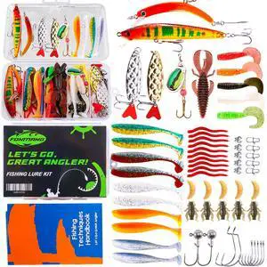 Fishing Lures - Fishing Tackle kit with Fishing Spoons, Swim Bait, Jerk baits, Lure & Fishing Accessories, Bass Fishing Kit Also for Trout, Bluegill, Small Fishing Tackle Box for Freshwater Fishing Lures - Fishing Tackle kit with Fishing Spoons, Swim Bait, Jerk baits, Lure & Fishing Accessories, Bass Fishing Kit Also for Trout, Bluegill, Small Fishing Tackle Box for Freshwater