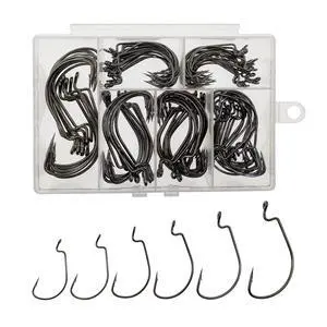 Worm Hooks for Bass Fishing Hooks, 110pcs Bass Hooks Fishing, 6 Sizes Fishing Hooks Freshwater, Eagle Claw Hooks #1 1/0 2/0 3/0 4/0 5/0 Black High Carbon Steel with Portable Plastic Box Worm Hooks for Bass Fishing Hooks, 110pcs Bass Hooks Fishing, 6 Sizes Fishing Hooks Freshwater, Eagle Claw Hooks #1 1/0 2/0 3/0 4/0 5/0 Black High Carbon Steel with Portable Plastic Box