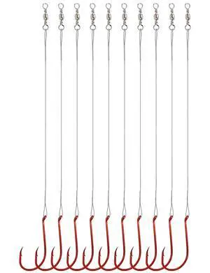 Fishing Hooks with Steel Wire Leader, 50pcs Octopus Catfish Hooks Pre-Rigged Anti-Bite Stainless Steel Trace for Toothy Fish, Saltwater High Carbon Steel Circle Trout Hooks for Shark, Walleye Fishing Hooks with Steel Wire Leader, 50pcs Octopus Catfish Hooks Pre-Rigged Anti-Bite Stainless Steel Trace for Toothy Fish, Saltwater High Carbon Steel Circle Trout Hooks for Shark, Walleye