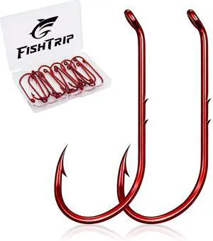 100pcs Baitholder Fishing Hooks, Double Barbed Long Shank Offset Bait Holder Fish Hook for Fishing Rigs Freshwater Saltwater Red 8# 100pcs Baitholder Fishing Hooks, Double Barbed Long Shank Offset Bait Holder Fish Hook for Fishing Rigs Freshwater Saltwater Red 8#