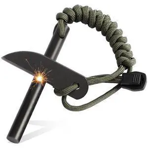 Flint and Steel Fire Starter: 4 Inch Ferro Rod Magnesium Rods Survival Tool with Paracord Handle Thicker Striker Flint and Steel Fire Starter: 4 Inch Ferro Rod Magnesium Rods Survival Tool with Paracord Handle Thicker Striker