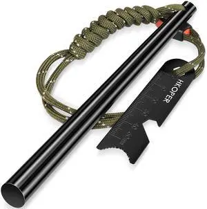 Ferro Rod Fire Starter with Striker, Flint and Steel Fire Starter, 6" x 3/8" Survival Tool, 15,000+ Strikes, Large Sparks in Any Weather, Camping Hiking Bushcraft Gear Ferro Rod Fire Starter with Striker, Flint and Steel Fire Starter, 6" x 3/8" Survival Tool, 15,000+ Strikes, Large Sparks in Any Weather, Camping Hiking Bushcraft Gear