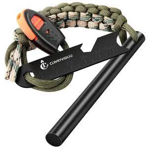 Survival Fire Starter, 4 Inch Ferro Rod, Flint Fire Starters for Hiking and Camping, Flint and Steel Survival Tool with Paracord and Emerge Survival Fire Starter, 4 Inch Ferro Rod, Flint Fire Starters for Hiking and Camping, Flint and Steel Survival Tool with Paracord and Emerge