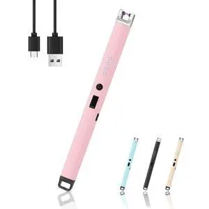 Candle Lighter, Flameless Windproof Electric Lighter with Safety Lock & LED Power Display, Arc Type C Rechargeable Lighters for Fireworks, BBQ, Camping, Gifts for Christmas, Thanksgiving, Halloween Candle Lighter, Flameless Windproof Electric Lighter with Safety Lock & LED Power Display, Arc Type C Rechargeable Lighters for Fireworks, BBQ, Camping, Gifts for Christmas, Thanksgiving, Halloween