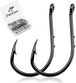 Octopus Baitholder Fishing Hooks, 50pcs Bait Holder Hook Sharp Double Barbed High Carbon Steel Offset Circle Hooks Live Bait Fish Hooks for Freshwater Saltwater Size 8 Octopus Baitholder Fishing Hooks, 50pcs Bait Holder Hook Sharp Double Barbed High Carbon Steel Offset Circle Hooks Live Bait Fish Hooks for Freshwater Saltwater Size 8