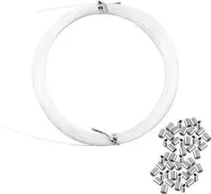 Invisible Hanging Support Up to 60lbs, 98Feet(30M) Clear Picture Wire with 40 Aluminum Crimping Sleeves, Strong Nylon Wire for Hanging Picture Frame, String Light, Christmas Decor Invisible Hanging Support Up to 60lbs, 98Feet(30M) Clear Picture Wire with 40 Aluminum Crimping Sleeves, Strong Nylon Wire for Hanging Picture Frame, String Light, Christmas Decor