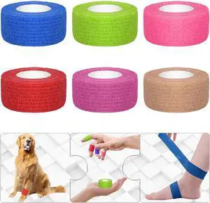6 Pack 1 Inches Self Adhesive Bandage Wrap Breathable Cohesive Bandage Elastic Tape for Pets, Athletic, Sports, Wrist, Knee, Ankle(5 Yards Per Roll, Mixed Colors) 6 Pack 1 Inches Self Adhesive Bandage Wrap Breathable Cohesive Bandage Elastic Tape for Pets, Athletic, Sports, Wrist, Knee, Ankle(5 Yards Per Roll, Mixed Colors)
