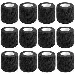 12 Pack Self Adhesive Bandage Wrap,2 Inches 5 Yards Black Vet Wrap Breathable Flexible Stretchy Cohesive Bandage for First Aid, Sprains Protection 12 Pack Self Adhesive Bandage Wrap,2 Inches 5 Yards Black Vet Wrap Breathable Flexible Stretchy Cohesive Bandage for First Aid, Sprains Protection