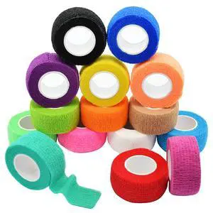 15 Pack Cohesive Wrap 1 Inch x 5 Yards,15 Colors 15 Pack Cohesive Wrap 1 Inch x 5 Yards,15 Colors
