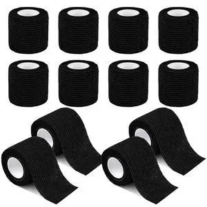 12 Pack Self Adherent Cohesive Wrap Bandages 2 Inches X 5 Yards, First Aid Tape, Elastic Self Adhesive Tape, Athletic, All Sports wrap Tape, Breathable Wound Tape, Bandage Wrap for Wrist, Ankle, Black 12 Pack Self Adherent Cohesive Wrap Bandages 2 Inches X 5 Yards, First Aid Tape, Elastic Self Adhesive Tape, Athletic, All Sports wrap Tape, Breathable Wound Tape, Bandage Wrap for Wrist, Ankle, Black