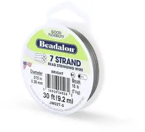 7-Strand Stainless Steel Beading Wire, Flexible & Durable Wire for Jewelry Making, Ideal for Necklaces & Bracelets, Nylon Coated, Seed Bead Stringing Wires, 30 ft, .015 in / 0.38 mm - Bright 7-Strand Stainless Steel Beading Wire, Flexible & Durable Wire for Jewelry Making, Ideal for Necklaces & Bracelets, Nylon Coated, Seed Bead Stringing Wires, 30 ft, .015 in / 0.38 mm - Bright