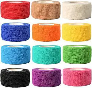 (12-Pack) 1 x 5 Yards | Self Adhesive Bandage Wrap, Athletic Elastic Cohesive Bandage for Sports Injury,Strain,Knee & Wrist,Ankle Sprains & Swelling First Aid (12-Pack) 1 x 5 Yards | Self Adhesive Bandage Wrap, Athletic Elastic Cohesive Bandage for Sports Injury,Strain,Knee & Wrist,Ankle Sprains & Swelling First Aid