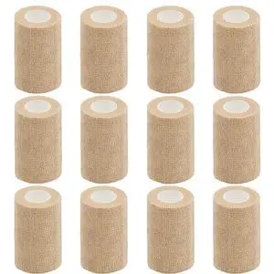 12 Pack Self Adhesive Bandage Wrap,3" X 5 Yards Beige Elastic Cohesive Bandage for Sports,Wrist,Ankle,Vet Wrap,Grip Tape 12 Pack Self Adhesive Bandage Wrap,3" X 5 Yards Beige Elastic Cohesive Bandage for Sports,Wrist,Ankle,Vet Wrap,Grip Tape