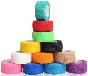 12 Colors Non-wonven Self Adhesive Bandage Wrap for Finger Guard Nail Protector, 2.5cm x 4.5m / 1" x 5yd Waterproof Cohesive Elastic Tape Sports Fixing Band Stretch Wrap 12 Colors Non-wonven Self Adhesive Bandage Wrap for Finger Guard Nail Protector, 2.5cm x 4.5m / 1" x 5yd Waterproof Cohesive Elastic Tape Sports Fixing Band Stretch Wrap