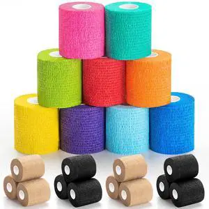 Upgraded 9-Pack Self Adhesive Bandage Wrap 2 Inches × 5 Yards Elastic Cohesive Bandage Wrap, Self Sticking Vet Wrap, Stretch Sports Athletic Wrap Self-Adhering Adherent Wrist Tape (Multi Color) Upgraded 9-Pack Self Adhesive Bandage Wrap 2 Inches × 5 Yards Elastic Cohesive Bandage Wrap, Self Sticking Vet Wrap, Stretch Sports Athletic Wrap Self-Adhering Adherent Wrist Tape (Multi Color)