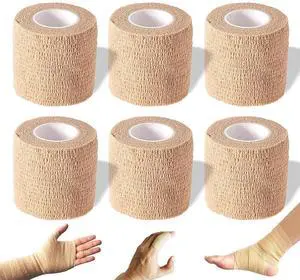 Self Adhesive Bandage Wrap, 2 inches x 5 Yards, 6 Pack, Self Adhering Bandage Wrap, Self Adherent Cohesive Wrap Bandages for Sports, Bandage Wrap for Sports, First Aid Tape Self Adhesive Bandage Wrap, 2 inches x 5 Yards, 6 Pack, Self Adhering Bandage Wrap, Self Adherent Cohesive Wrap Bandages for Sports, Bandage Wrap for Sports, First Aid Tape