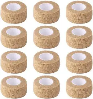 1 Inch Wide Skin Colour Elastic Self- Adhesive Bandage Finger Tape,Wrap Bandages for Wrist and Ankle for Chair and Table Legs to Reduce Friction and Noise-12pc 1 Inch Wide Skin Colour Elastic Self- Adhesive Bandage Finger Tape,Wrap Bandages for Wrist and Ankle for Chair and Table Legs to Reduce Friction and Noise-12pc
