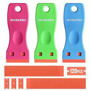 3-Piece Plastic Razor Blade Scraper with 120 Pcs Plastic Razor Blades, for Gasket Remover, Labels Decal and Adhesive Remover for Windows and Glass 3-Piece Plastic Razor Blade Scraper with 120 Pcs Plastic Razor Blades, for Gasket Remover, Labels Decal and Adhesive Remover for Windows and Glass