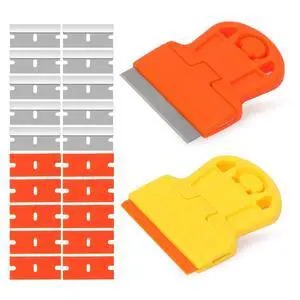 2 Pack Razor Blade Scraper Plastic Razor Blade Scraper Scraper Tool with Extra 10 Plastic Razor Blades and 10 Metal Blades for Adhesive Remover Removing Labels Stickers Taping on Glass Windows 2 Pack Razor Blade Scraper Plastic Razor Blade Scraper Scraper Tool with Extra 10 Plastic Razor Blades and 10 Metal Blades for Adhesive Remover Removing Labels Stickers Taping on Glass Windows