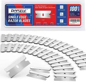 Single Edge Razor Blades, 100 Blades, Razor Blades Refiils for Razor Scraper, Utility Knife, Heavy Duty One Edge Blades, High Carbon Steel Blade for Removing Decals, Stickers Single Edge Razor Blades, 100 Blades, Razor Blades Refiils for Razor Scraper, Utility Knife, Heavy Duty One Edge Blades, High Carbon Steel Blade for Removing Decals, Stickers