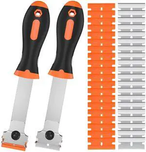 2 Pack Razor Blade Scraper Tool with 20 Metal & 20 Plastic Razor Blades, Multi-Purpose Long Handle Heavy Duty Scraper Tool for Cleaning Cooktop, Oven, Floor, Paint, Tile, and Window Glass 2 Pack Razor Blade Scraper Tool with 20 Metal & 20 Plastic Razor Blades, Multi-Purpose Long Handle Heavy Duty Scraper Tool for Cleaning Cooktop, Oven, Floor, Paint, Tile, and Window Glass