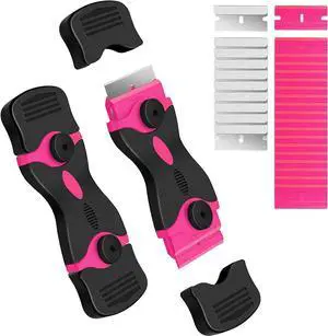 Razor Blade Scraper, 2 Pack Double Edged Razor blade Scraper Tool with 30 Pcs Razor Blades, Glass Scraper for Windows, Decals, Tint, Stickers, Labels, Caulk, AdhesivePink Razor Blade Scraper, 2 Pack Double Edged Razor blade Scraper Tool with 30 Pcs Razor Blades, Glass Scraper for Windows, Decals, Tint, Stickers, Labels, Caulk, AdhesivePink