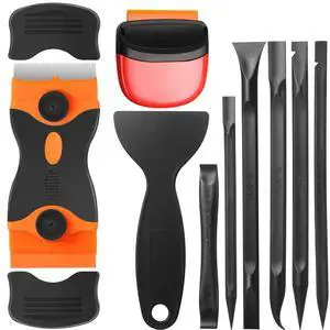 9 Pcs Plastic Scraper Tool Sticker Plastic Razor Blade Scraper Plastic Pick Plastic Non Scratch Tool Putty Knife for Window Floor Label Removal Paint Cleaning(Black) 9 Pcs Plastic Scraper Tool Sticker Plastic Razor Blade Scraper Plastic Pick Plastic Non Scratch Tool Putty Knife for Window Floor Label Removal Paint Cleaning(Black)