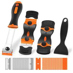 4 Pack Razor Blade Scraper, Includes 50 PCS Metal & Plastic Blades 4 Pack Razor Blade Scraper, Includes 50 PCS Metal & Plastic Blades