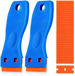 Plastic Razor Blade Scraper, 2PCS Scraper Tool with 60PCS Plastic Blades, Cleaning Scraper Remover for Stickers, Decals, Adhesive, Labels, Paint, Glass, Car, Window, Caulk, No Scratches Plastic Razor Blade Scraper, 2PCS Scraper Tool with 60PCS Plastic Blades, Cleaning Scraper Remover for Stickers, Decals, Adhesive, Labels, Paint, Glass, Car, Window, Caulk, No Scratches