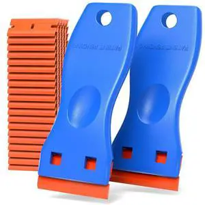 Plastic Razor Blades Scraper Tool - 2 Pack Wall Paint Remover with 100 Pcs Plastic Blades Kit No Scratch Car Window Glass Wood Sticker Removal Floor Stove Kitchen Vinyl Adhesive Decal Tape Cleanings Plastic Razor Blades Scraper Tool - 2 Pack Wall Paint Remover with 100 Pcs Plastic Blades Kit No Scratch Car Window Glass Wood Sticker Removal Floor Stove Kitchen Vinyl Adhesive Decal Tape Cleanings