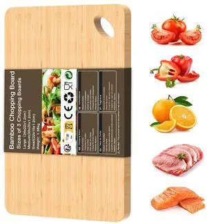 Wooden Cutting Boards for Kitchen, 15.3 * 8.7'' Knife Friendly Bamboo Cutting Board Lightweight & Durable Chopping Board with Hang Hole for Easy Storage & Clean, Large Wooden Cutting Boards for Kitchen, 15.3 * 8.7'' Knife Friendly Bamboo Cutting Board Lightweight & Durable Chopping Board with Hang Hole for Easy Storage & Clean, Large