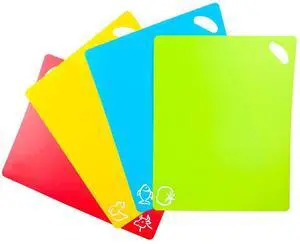 Flexible Cutting Boards Set, Cutting Board Mats for Cooking, Colored Cutting Board Set with Easy-Grip Handles, Flexible Plastic Cutting Sheet Set of 4 (1) Flexible Cutting Boards Set, Cutting Board Mats for Cooking, Colored Cutting Board Set with Easy-Grip Handles, Flexible Plastic Cutting Sheet Set of 4 (1)
