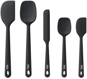 Silicone Spatula Set, 5 Piece Food Grade Silicone Cooking Utensils Set, Rubber Spatula Heat Resistant Nonstick for Baking, Cooking, Kitchen Utensils Dishwasher Safe Black Silicone Spatula Set, 5 Piece Food Grade Silicone Cooking Utensils Set, Rubber Spatula Heat Resistant Nonstick for Baking, Cooking, Kitchen Utensils Dishwasher Safe Black