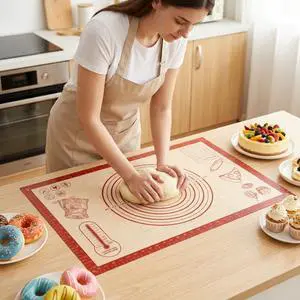 Silicone Baking Pastry Dough Mat - 26x16Inch Extra Large Cookie Bread Rolling Mats Sheet, Nonstick Kitchen Counter Kneading Board, Thick Reusable Pie Cookies Pizza Fondant Making Matt with Measurement Silicone Baking Pastry Dough Mat - 26x16Inch Extra Large Cookie Bread Rolling Mats Sheet, Nonstick Kitchen Counter Kneading Board, Thick Reusable Pie Cookies Pizza Fondant Making Matt with Measurement