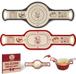 Silicone Bread Sling for Dutch Oven, 2 PCS Non-Stick Reusable Bread Baking Mats with Long Handles, Seamless Design Easy to Transfer Sourdough Sling Silicone Sourdough Sling Dough (Round Gray/Oval Red) Silicone Bread Sling for Dutch Oven, 2 PCS Non-Stick Reusable Bread Baking Mats with Long Handles, Seamless Design Easy to Transfer Sourdough Sling Silicone Sourdough Sling Dough (Round Gray/Oval Red)