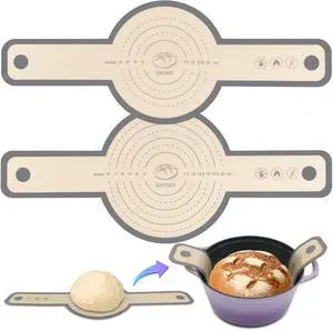 Silicone Bread Sling for Dutch Oven, 2 Pcs Non-Stick & no objectional odor Bread Baking Mat Set, antislip Reusable Bread Sling with Long Handle to Transfer Sourdough, large, Gray Silicone Bread Sling for Dutch Oven, 2 Pcs Non-Stick & no objectional odor Bread Baking Mat Set, antislip Reusable Bread Sling with Long Handle to Transfer Sourdough, large, Gray