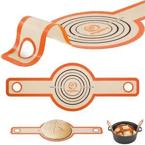 Silicone Bread Sling Dutch Oven - Best Japan Silicone. Non-Stick & Easy Clean ReusableBread Baking Mat. With Extra Long Handles Bread Baking Sheet Liner, 1 Orange pcs for Transferable Dough Silicone Bread Sling Dutch Oven - Best Japan Silicone. Non-Stick & Easy Clean ReusableBread Baking Mat. With Extra Long Handles Bread Baking Sheet Liner, 1 Orange pcs for Transferable Dough