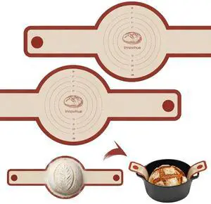 Silicone Bread Sling for Dutch Oven, 2-Pack Non-Stick Reusable Baking Mats with Long Handles, Easy to Clean, Ideal for Sourdough Bread Transfer & Baking Silicone Bread Sling for Dutch Oven, 2-Pack Non-Stick Reusable Baking Mats with Long Handles, Easy to Clean, Ideal for Sourdough Bread Transfer & Baking
