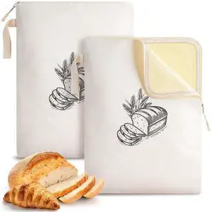 2 Pack Beeswax Bread Bags for Homemade Sourdough Reusable Natural Organic Bees Wax Bread Bag 13 × 17in Freezer Storage Friendly with Zipper Seal Design to Keep Fresh 2 Pack Beeswax Bread Bags for Homemade Sourdough Reusable Natural Organic Bees Wax Bread Bag 13 × 17in Freezer Storage Friendly with Zipper Seal Design to Keep Fresh