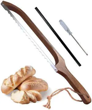 Sourdough Bread Knife for Slicing, Wooden Bread Slicer Bow Saw Cutter for Homemade Easy Cutting,Sourdough Knives Baking Supplies (Dark Brown) Sourdough Bread Knife for Slicing, Wooden Bread Slicer Bow Saw Cutter for Homemade Easy Cutting,Sourdough Knives Baking Supplies (Dark Brown)