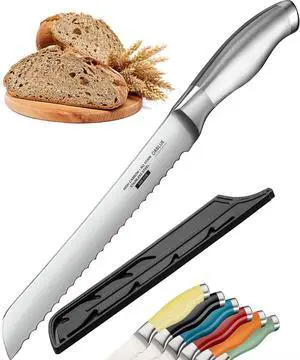 Serrated Bread Knife with Upgraded Stainless Steel Razor Sharp Wavy Edge - Bread Cutter Ideal for Slicing Homemade Bagels, Cake (8-Inch Blade with 5-Inch Handle) Serrated Bread Knife with Upgraded Stainless Steel Razor Sharp Wavy Edge - Bread Cutter Ideal for Slicing Homemade Bagels, Cake (8-Inch Blade with 5-Inch Handle)
