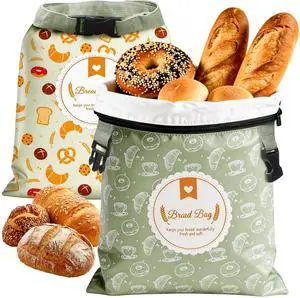 2 Pack Bread Bags for Homemade Bread, 17"×13" Reusable Bread Bag for Fresh Keeping with Lining & Zipper, Freezer Safe & BPA Free, Gift Giving (Green & Yellow) 2 Pack Bread Bags for Homemade Bread, 17"×13" Reusable Bread Bag for Fresh Keeping with Lining & Zipper, Freezer Safe & BPA Free, Gift Giving (Green & Yellow)